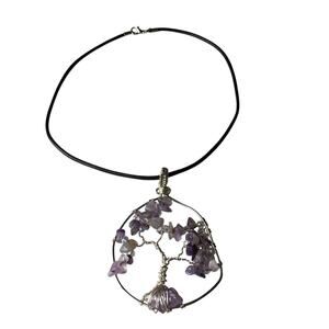 Amethyst Tree Of Life Wire Wrapped Pendant Necklace Boho Chakra Feb Birthstone